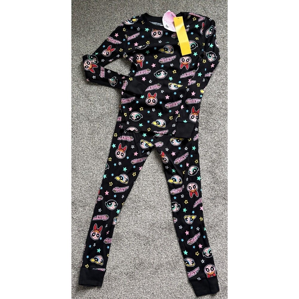 Girls Powder Puff Black PJ Set Size 8 NWT